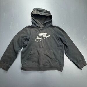 Nike Hoodie Youth Black Large Pullover Fleece Sweatshirt Swoosh Logo Athletic